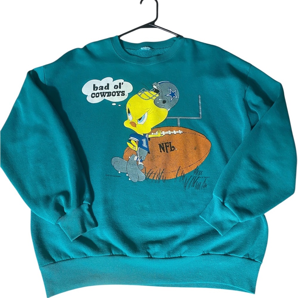 Vintage 1993 Dallas Cowboys Looney Tunes Tweety Bird Sweatshirt Warner Bros USA